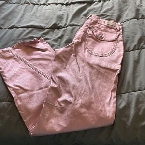 Special A Jeans Pink Metallic Wide Leg Cargo Pants Y2K 90's Size 3 (28 in) Shiny